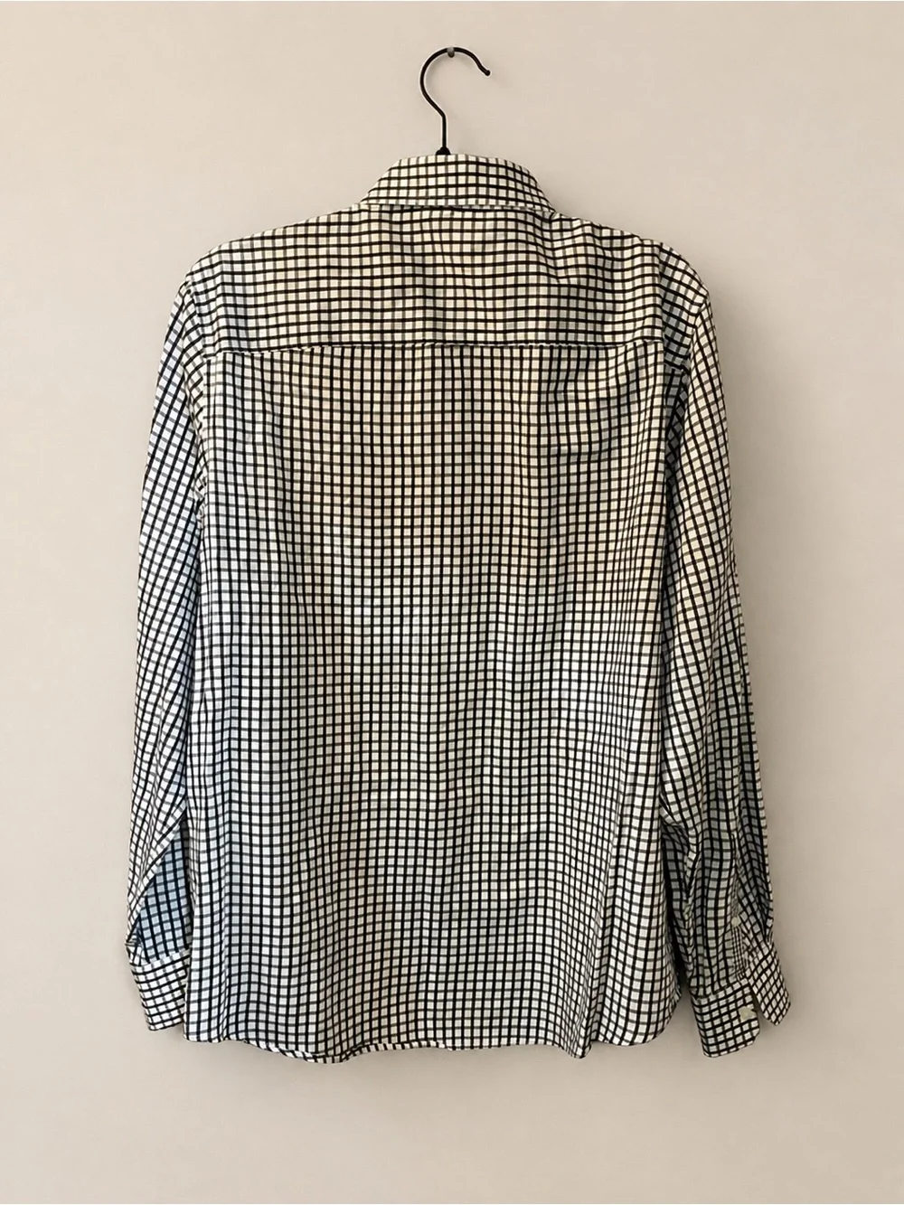 Michael Kors Men’s Large Black White Check Long Sleeve Button-Up Shirt